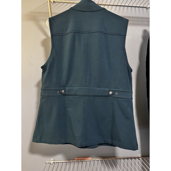 NWT T by Talbots Womens Jacket Vest Teal Waist Length Full Zip Pockets Stretch L - Picture 5 of 9